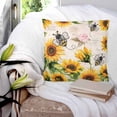 thumbnail image 3 of Sunflower Farmhouse 26x26 Pillow Covers Set of 2, Spring Summer Vintage Floral Bee Throw Pillow Covers Decorative Couch Cushion Case, Microfiber Square Pillowcases for Bedroom Car Living Room, 3 of 7