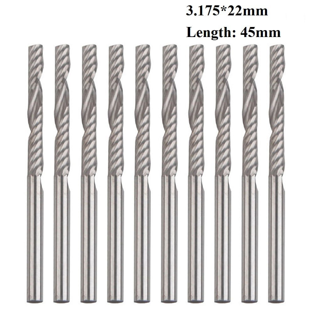 3.175mm Single Flute Spiral Cutter Engraving CNC Router Bits PVC/Acrylic Cutting 