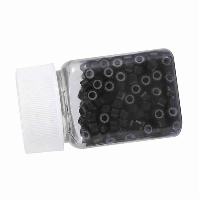 M Buder 500 Piezas Anillos de Extensión de Cabello Micro Links con Silicona (Negro) 5x3x3mm