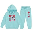 thumbnail image 5 of Kiijoy Toddler Girls Outfits Hearts Print Causal Hoodie Jogger Pants Sweatsuit, Sizes 4-5, 5 of 6