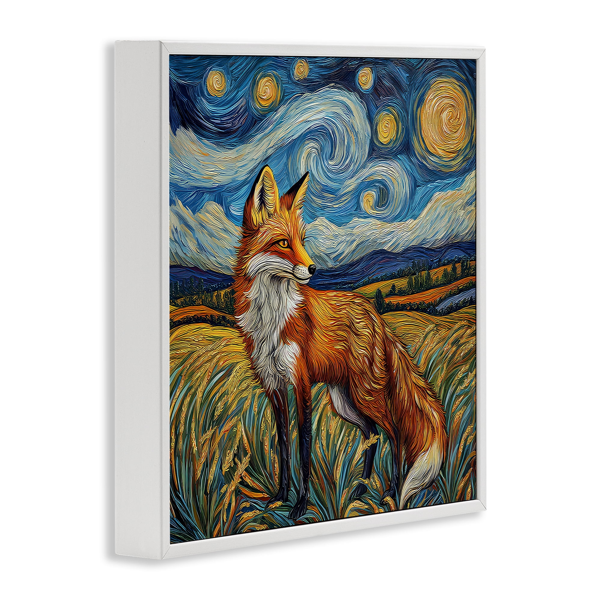 Stupell Industries Swirling Impressionist Fox White Framed Giclee Art, design by The Wands Want