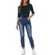 thumbnail image 2 of Camisetas de rayas para mujer Inspire Chic, corte ajustado, mangas de codo, cuello barco, T-shirt M verde marino, 2 of 6