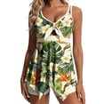thumbnail image 2 of YTCAMLO 2 Piece Tankini Swimsuits for Women Trendy Tropical Floral V Neck Tankini Top with Boyshorts Lightweight Quick Dry Bathing Suits, Green1 L, 2 of 6