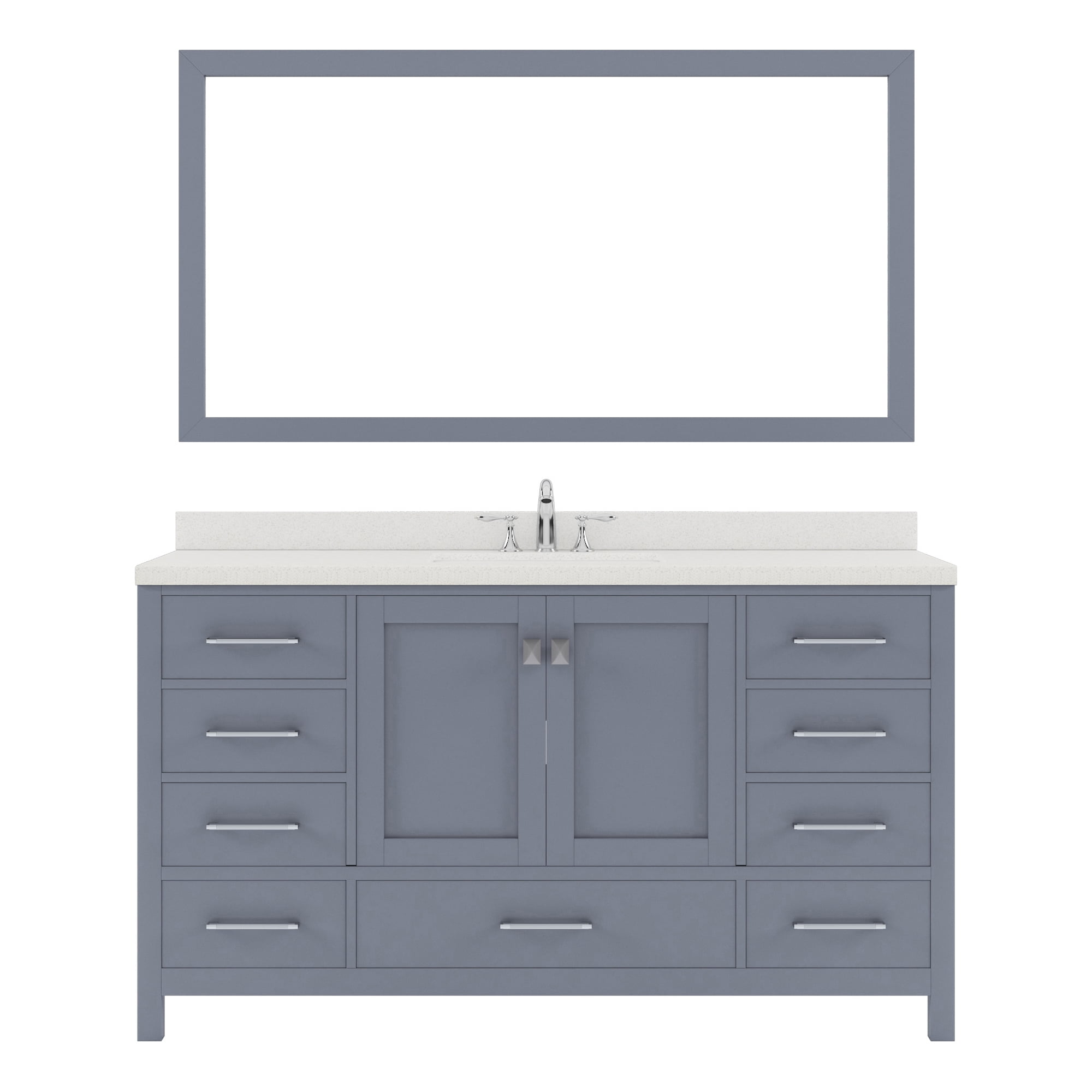 Caroline Avenue 60" Single Bath Vanity in Gray with White Quartz Top