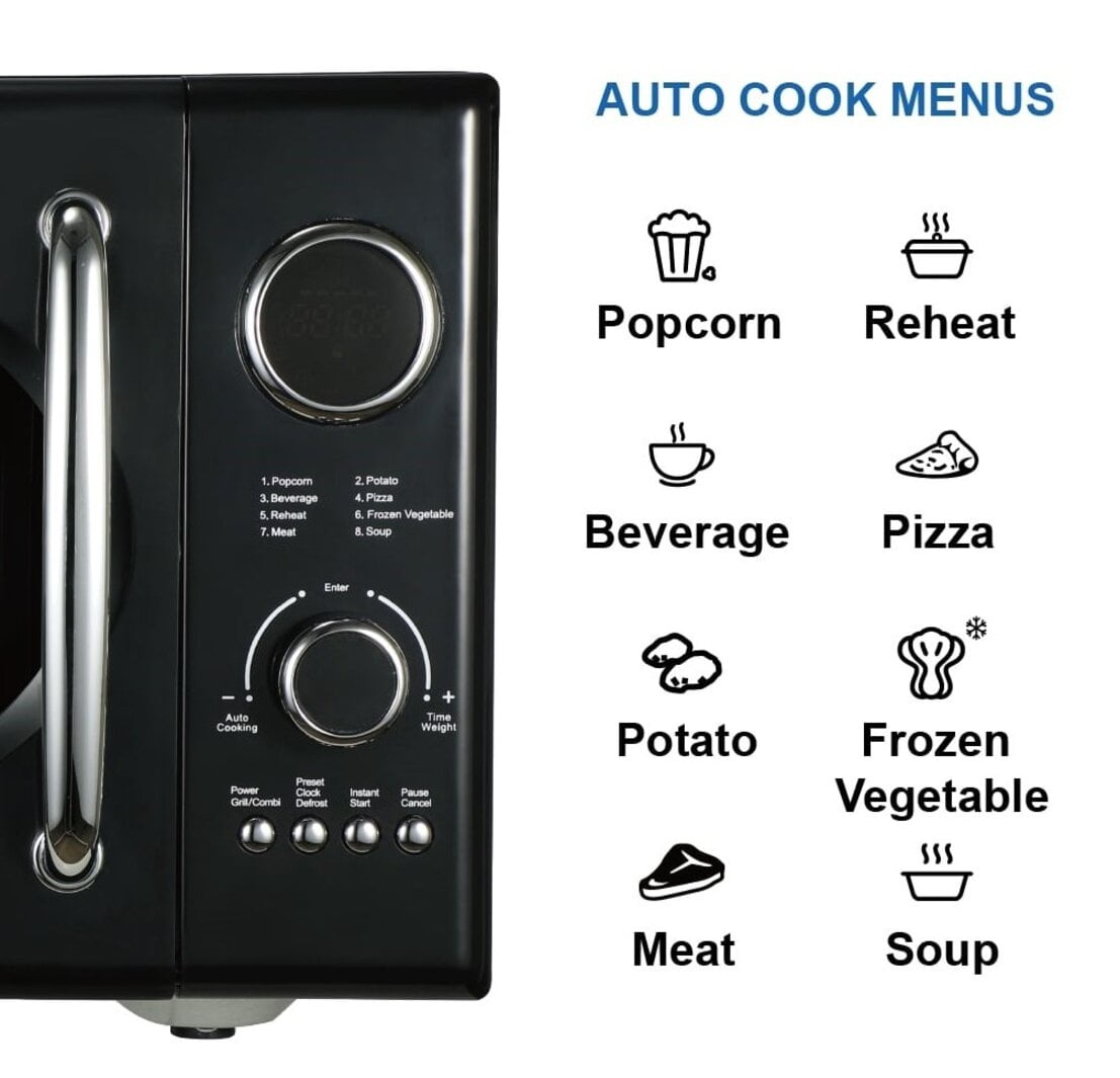 Emerson 0.9 Cu. Ft., 800W Retro Black Microwave Oven with Grill, MWRG0901BK