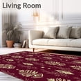 thumbnail image 2 of ODIKA 3'x5' Machine Washable Non-Slip Area Rug, Jolly Seasonal Hearth Trio Vintage Yuletide Pinecone High Traffic Rug with Pad, Gold, 621736, 2 of 8