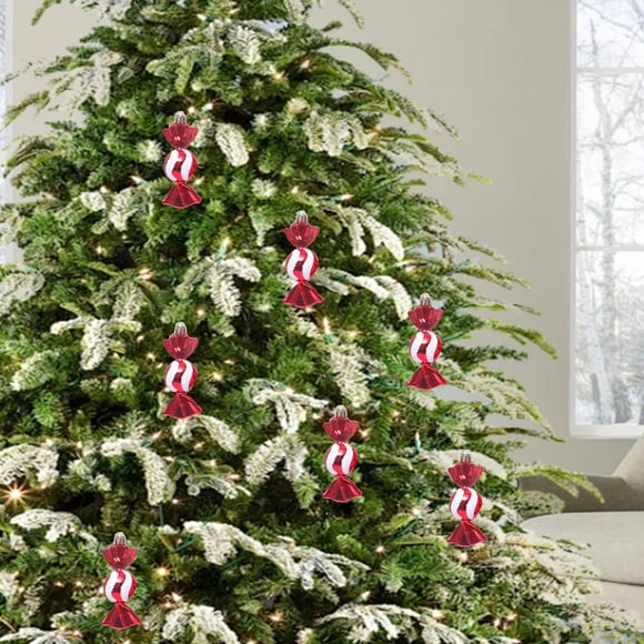 Juego de Bolas Navideñas | Diseño de Estrella Hexagonal de Caramelo Electrochapado En Plástico Rojo | Pequeños Colgantes Decorativos Navideños para Decorar El Árbol de Navidad | Ideas de Regalo | Dec