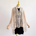 thumbnail image 5 of AHMOMEI Women’s Lace Floral Open Front Kimono Cardigan, Lightweight Sheer Embroidered Cover Up, Casual Summer Beach Shawl (Beige), 5 of 6