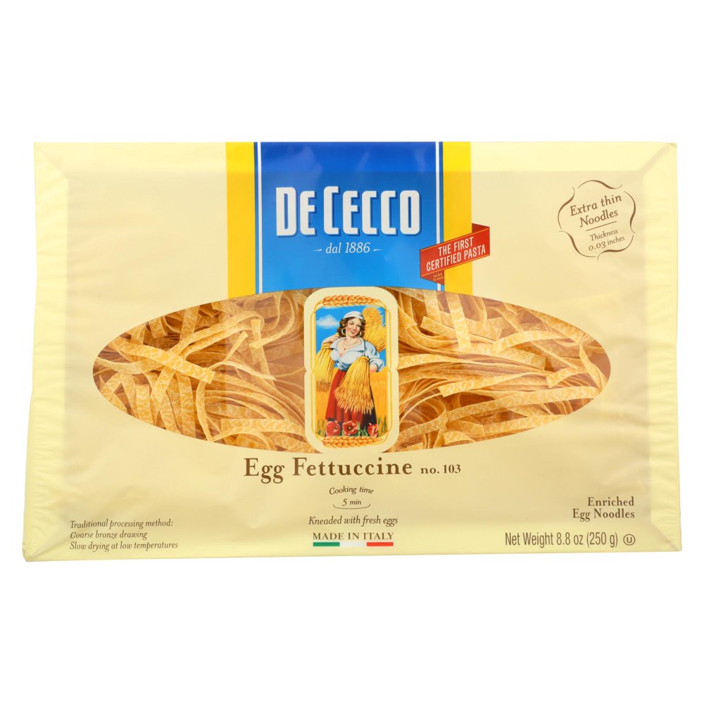 De Cecco Pasta Egg Noodles Fettuccine Case of 12 8.8 oz