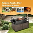 thumbnail image 4 of Planntonneo Wicker Outdoor Bar Cart Table Patio Console Storage Cabinet BBQ Grill Carts Buffet with Wheels, Brown, 4 of 9