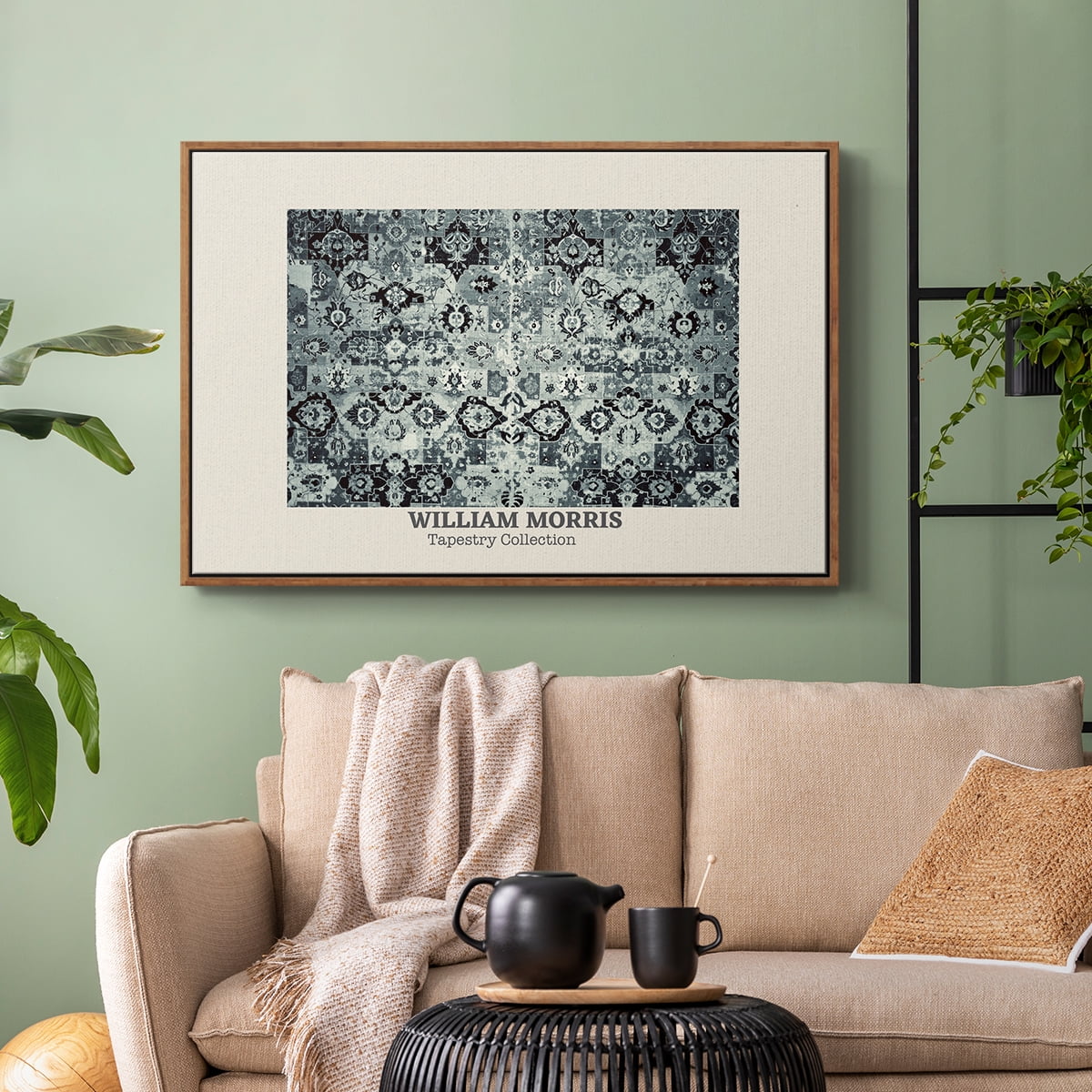 Vintage Abstract Print-XXXIV Framed in Walnut Wood Gallery Wrapped Canvas 17 in. x 25 in.