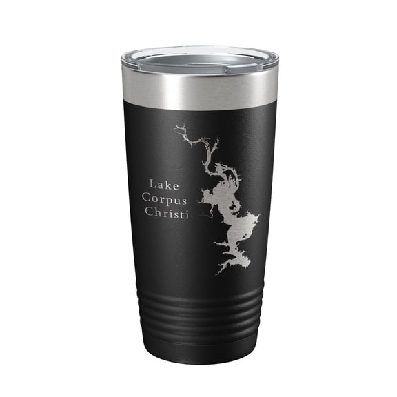 Lake Corpus Christi Map Tumbler Travel Mug Insulated Laser Engraved Coffee Cup Texas 20 oz Black