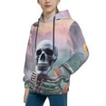 thumbnail image 2 of Uemuo Mist Sunflower Skull Pattern Hooded Sweatshirt for Youth Pullover with Kangaroo Pocket Trendy youth sweatshirt Casual Hoodie for Boys and Girls-Medium, 2 of 6