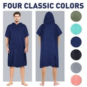 Tirrinia Unisex Surf Poncho Changing Towel Robe for Adult Surfer Swimmer Outdoor Beach Blue