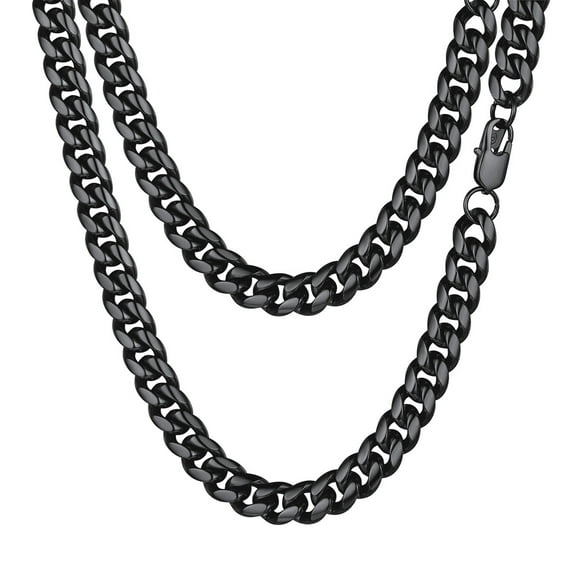 PROSTEEL Cuban Chain for Men 10mm Chunky Stainless Steel Miami Black Necklace 18 Inch Hip Hop Mens Gift for Birthday