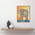 thumbnail image 2 of Elephant With Geometric Patterns Folk Art Watercolour Painting Art Print Framed Poster Wall Decor 12x16 inch, 2 of 5
