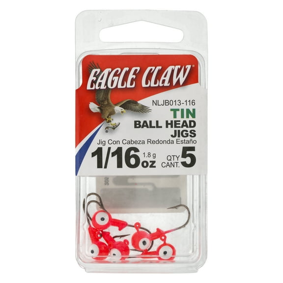 Eagle Claw Tin Ball Head Jig - Double eye - 5 pack - 1/16 oz - Pink