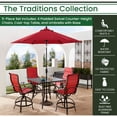 thumbnail image 3 of Hanover Traditions 5-Piece Outdoor High Dining Patio Set, 4 Counter-Height Padded Sling Swivel Chairs, 42" Square Cast Aluminum Table, 9' Umbrella, and Umbrella Base, Rust-Resistant, All-Weather, 3 of 8