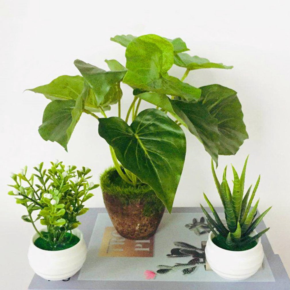 4 Pièces Plantes Artificielles Miniatures En Pot - Fausses Herbes En Plastique Pour Décoration Maison, Bureau, Mariage, Table - 7