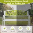 thumbnail image 3 of Ktaxon Outdoor Bench, Metal Patio Leisure Bench with Butterfly Backrest, 2-Person Mix-Color Weatherproof Bench for Porch, Backyard, Poolside, Entryway (White & Green), 3 of 11