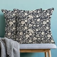 thumbnail image 6 of Block Print Pillow Covers 18x18 Set of 2 Vintage Navy Blue Floral Throw Pillow Covers Rustic Boho Decorative Flowers Pillowcase Farmhouse Linen Cushion Cover for Sofa Couch Outdoor Decor, 6 of 6