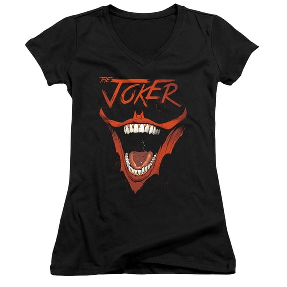 Batman Joker Bat Laugh Junior Women's T-Shirt V-Neck Black