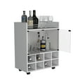 thumbnail image 7 of Kitchen Carts, St Andrews Bar Cart with Built-In 8-Bottle Rack, Double Glass Door Cabinet, and Aluminum-Edged Top Surface, White Kitchen Islands,Engineered Wood Metal Kitchen Carts, 7 of 7
