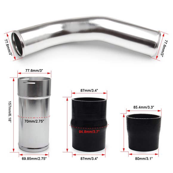 Polished Intercooler Pipe & Boot Kit For 2011-2016 for Ford 6.7L Powerstroke Diesel
