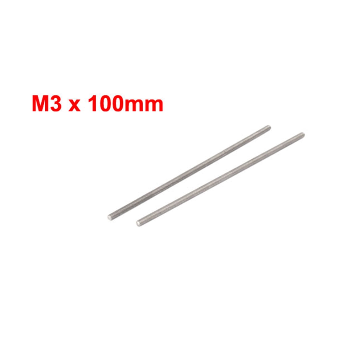 M3 x 100mm 0.5mm Pitch 304 Stainless Steel Fully Threaded Rods