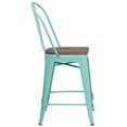 thumbnail image 5 of Flash Furniture Carly 24" High Mint Green Metal Counter Height Stool with Back and Wood Seat, 5 of 6