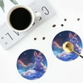 thumbnail image 5 of Pofeuu Cloud Cute Rabbit Print Leather Coasters Set of 6, Round Cups Mugs Mat Pad for Home Kitchen Heat Resistant Drink Coasters,Round Shape, 5 of 7