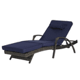 thumbnail image 4 of PAPROOS Outdoor Chaise Lounge Chair Set of 2, Rattan Patio Chaise Lounge Chair with Cushion and Arms, Modern 5-Positions Adjustable Outdoor Lounger Recliner for Poolside, Garden, Backyard, Dark Blue, 4 of 9