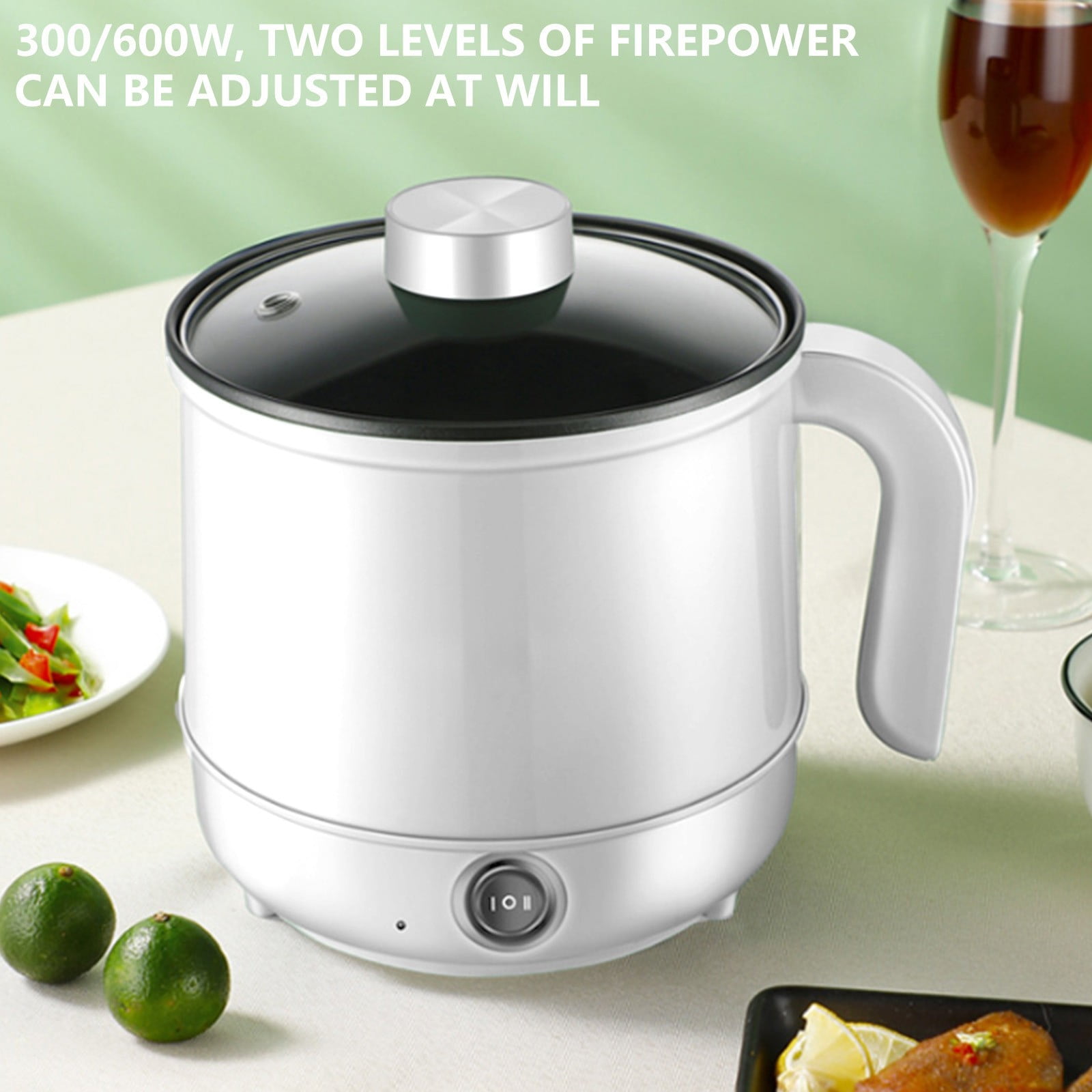 LEHOZIHEQ Hot Pot Electric With Steamer, Rapid Ramen Cooker, 1.7L Non-Stick Rapid Noodle Cooker, for Pasta, Noodles, Egg, Soup