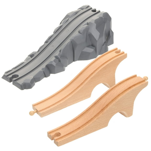 Raindrops Toy Railway Expansion 2Pcs Wooden Train Track Accessories Shape Bridge Model for Kids