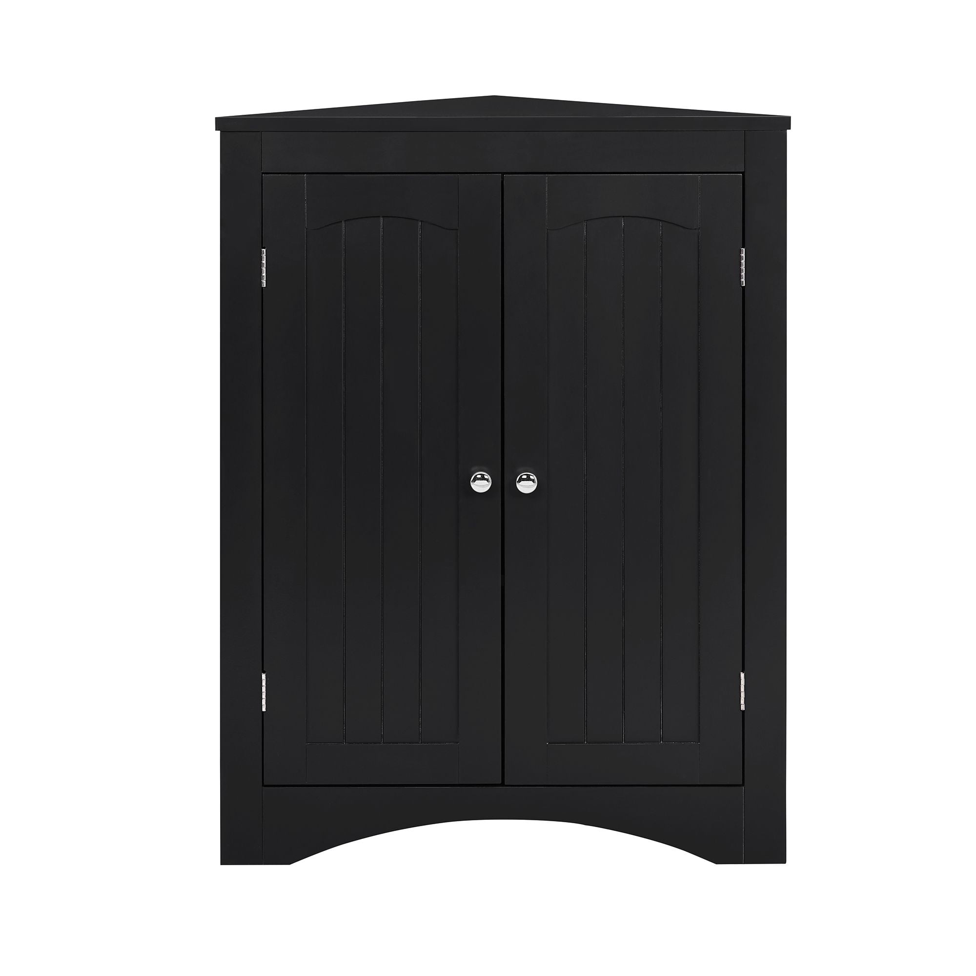 DEALTOPS Modern Corner Cabinet with Doors and Shelves, Stylish Freestanding Storage Cabinet for Kitchen, Bathroom, Living Room - Black