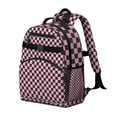 thumbnail image 2 of Black and Pink Checkerboard Pattern Backpack for School,Cute School Bag,Schoolbag with Adjustable Shoulder Straps & Padded Back,15.25"x11.5"x5.25", 2 of 5