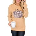 thumbnail image 2 of Sweat-Shirt Graphique Citrouille Halloween pour Femmes Imprimé Léopard Décontracté à Manches Longues, 2 of 3