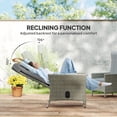 thumbnail image 3 of Fauteuil Inclinable d'Extérieur en Osier Gris avec Dossier Réglable 105°-150°, Coussin Épais Rembourré, Cadre en Acier Enduit de Poudre, Chaise Longue de Patio Résistante aux Intempéries pour Jardin et Bord de Piscine, 3 of 7