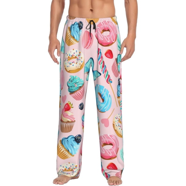 Balery Cupcakes and Donuts Pantalones de pijama para hombre, pijama ultraligero, pantalón de descanso-Medium