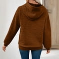 thumbnail image 5 of Women's Drawstring Hoodies with Pocket Flower Textured Pattern Hooded Sweatshirts Pullover Solid Long Sleeve Tops (S, Brown), 5 of 6
