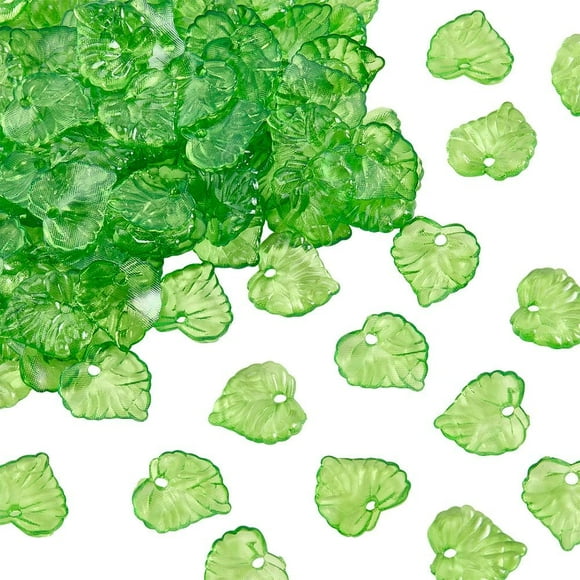 1 Boîte 200 Pcs Breloques Feuilles Acryliques Breloques Feuilles Vertes en Vrac Pendentifs Nature Arbre pour Fabrication de Bijoux Bricolage Boucles d'Oreilles Bracelet Femmes