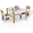 thumbnail image 1 of Kids Table and Chair Set - 4 in 1 Wooden Activity Table & 2 Chairs, Storage Drawer, Detachable Tabletop, for Drawing, Reading, Crafts, 1 of 7