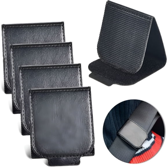 MELIVO 4 Pcs Seat Belt Clip Premium PU Leather Seatbelt Adjuster Anti-Corrosion Adjustable Seat Belt Blocker Seat Belt Block For Car Auto Adult Child-Black