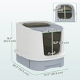 thumbnail image 3 of PawHut Cat Litter Box, Enclosed Kitty Litter Pen with Lid, Scoop, Grey, 3 of 10