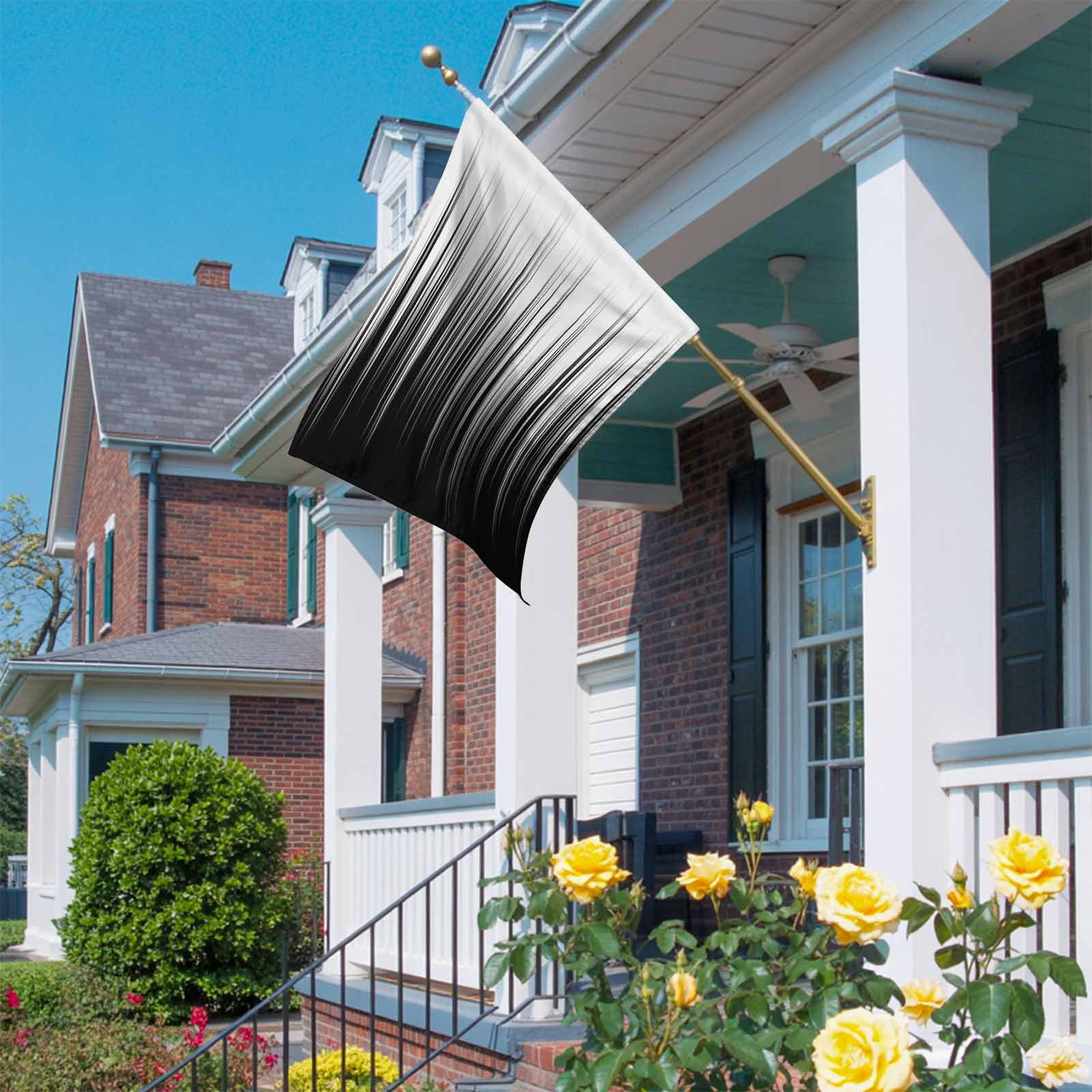 White Black Ombre House Flag 28 x 40 Inches, Abstract Modern Lines Gradient Weather Proof Outdoor Patio Flags Double Sided Small House Decoration for Yard Lawn Outside Home