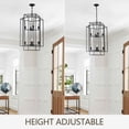 thumbnail image 4 of Hi-LIGHTS,8-Light Height Adjustable Lantern Tiered Pendant Light Fixtures(Bulbs Not Included),Industrial Farmhouse Hanging Chandelier for Living Room,Hallway,Dining room,Kitchen,Farmhouse(Black), 4 of 11