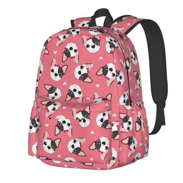 Disketp French Bulldog Face Mochila Escolar de Gran Capacidad y Peso Ligero, Mochila de Viaje Ideal para Escuela, Trabajo y Uso Diario, Cómoda y con Estilo