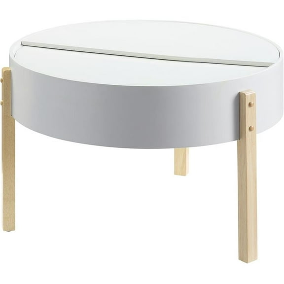 Bowery Hill Modern Wood Coffee Table in White and Natural