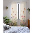 thumbnail image 3 of Watercolor Flowers Sheer Curtains 63 Inch Length 2 Panels Set for Living Room/Bedroom, Spring Daisy Floral Butterflly Beige Kitchen Curtains Grommet Semi-Sheer Curtains Window Treatments 42"x63"x2, 3 of 7