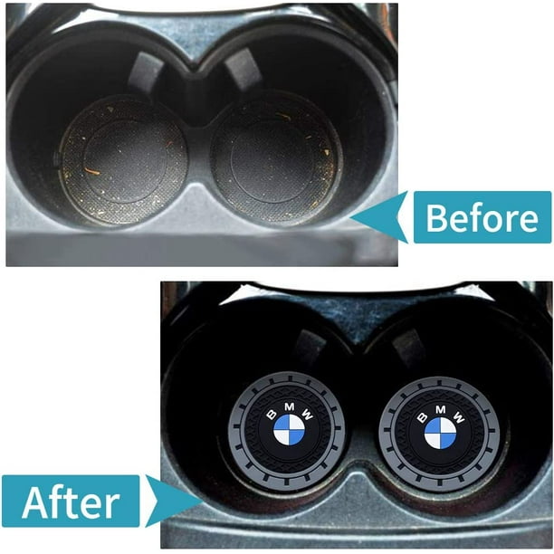 ShenMo Dessous de verre de voiture avec porte-gobelet avec logo, dessous de  verre de voiture antidérapant en silicone pour véhicules BMW 5 6 7 Series  X3 X4 X5 X6 M Dessous de